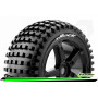 Louise RC - T-ROCK 1:8 Truggy Tire Set Mounted Soft Black Spoke Wheels 0-Offset Hex 17mm
