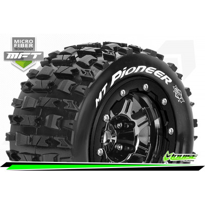MFT MT-PIONEER Maxx Tire Set Mounted Sport Black Chrome 3.8 Bead-Lock Wheels 1/2-Offset Hex 17mm