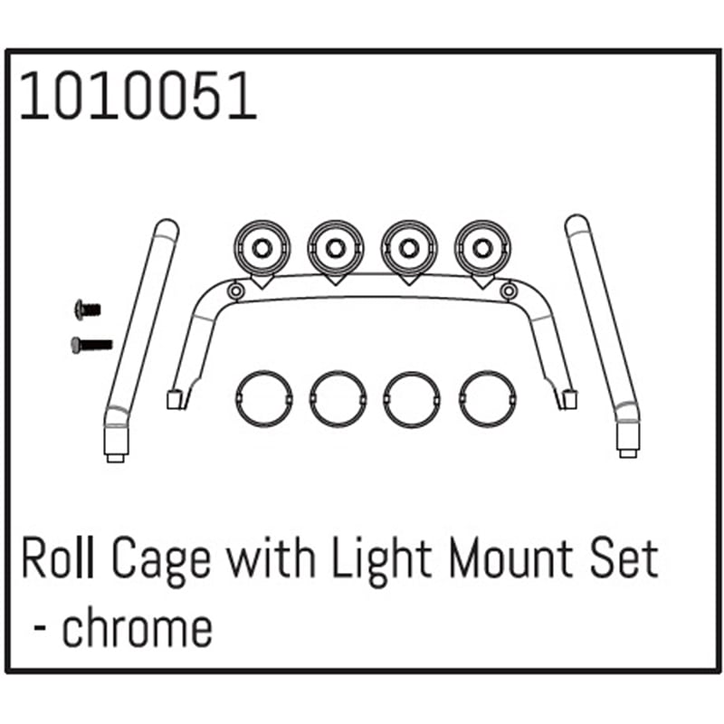 Roll Cage with Light Mount Set - chrome